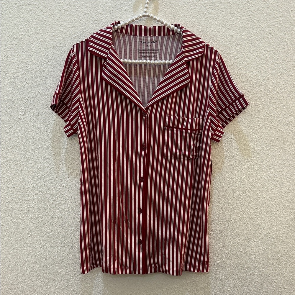 Tommy John Red and White Striped Pajama Set Size Medium